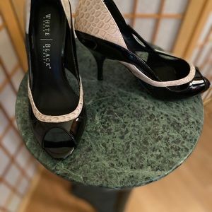WHBM Black and Beige Patent leather Heels